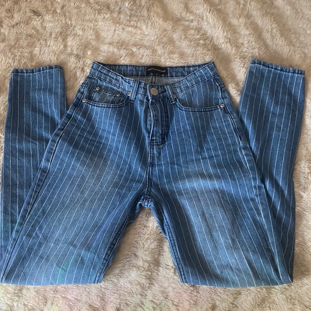 PLT straight cut striped jeans